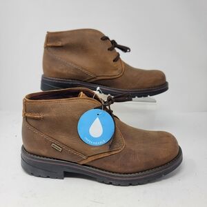 Clarks Mens 8.5 WIDE Morris Peak Dark Tan Leather waterproof Chukka Boots Shoes